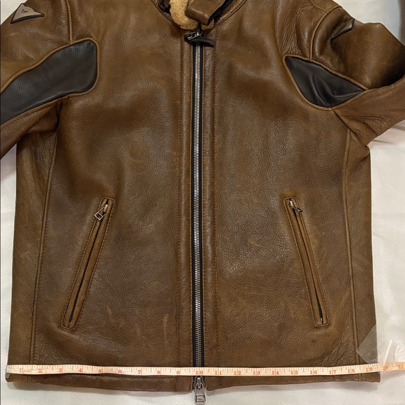 DAINESE Brown Motorcycle Leather Jacket with Shearling Collar Size: 48 - Picture 16 of 16